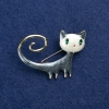 Sale! Kitten Brooch Gold-Tone Metal, Enamel and Rhinestones 44x32mm +