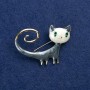 Sale! Kitten Brooch Gold-Tone Metal, Enamel and Rhinestones 44x32mm +