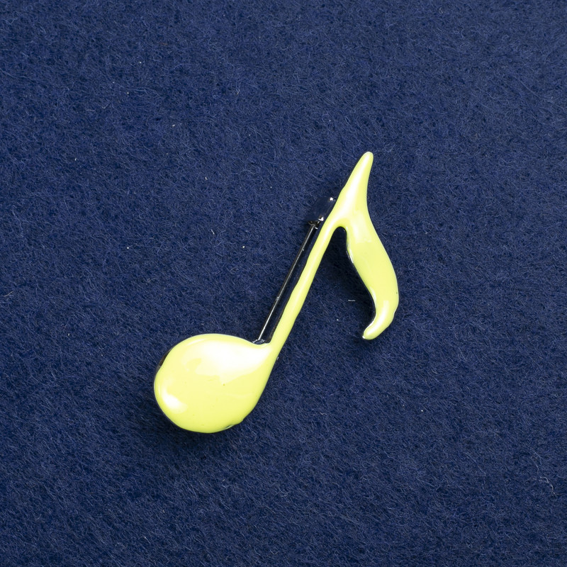 Sale! Musical Note Brooch Silver-Tone Metal and Enamel 25x45mm +