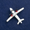 Aeroplane Brooch Gold-Tone Metal, Enamel and Bead 50x40mm +
