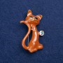 Sale! Kitten Brooch Gold-Tone Metal, Enamel and Crystal 50x30mm +