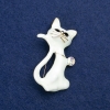 Sale! Kitten Brooch Gold-Tone Metal, Enamel and Crystal 50x30mm +