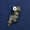 Sale! Owl Brooch Gold-Tone Metal, Enamel and Rhinestones 42x28mm +