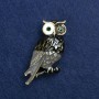 Sale! Owl Brooch Gold-Tone Metal, Enamel and Rhinestones 42x28mm +
