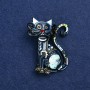 Sale! Kitten Brooch Silver-Tone Metal and Enamel 47x37mm +