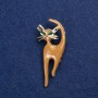 Sale! Kitten Brooch Gold-Tone Metal, Enamel and Rhinestones 45x40mm +