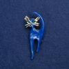 Sale! Kitten Brooch Gold-Tone Metal, Enamel and Rhinestones 45x40mm +