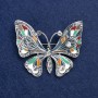 Sale! Butterfly Brooch Silver-Tone Metal, Enamel and Rhinestones 54x45mm +