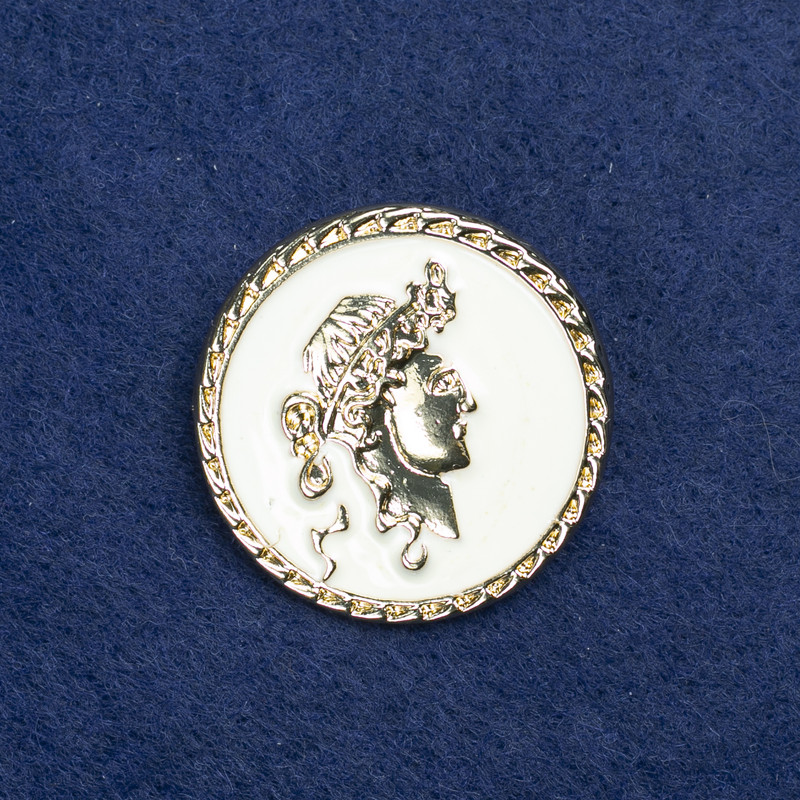 Sale! Brooch Cameo gold-tone metal and enamel 34mm +