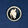 Sale! Brooch Cameo gold-tone metal and enamel 34mm +