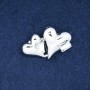 Sale! Brooch Hearts silver-tone metal and crystals 38x24mm +
