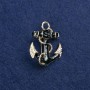 Sale! Brooch Anchor gold-tone metal, enamel with mother-of-pearl flecks and rhinestones 31x26mm +