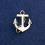 Sale! Brooch Anchor gold-tone metal, mother-of-pearl and rhinestones 30x28mm +