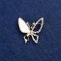 Sale! Brooch Butterfly gold-tone metal, mother-of-pearl and rhinestones 27mm +