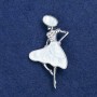 Sale! Brooch Lady in a Hat silver-tone metal, mother-of-pearl and rhinestones 48x27mm +