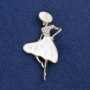 Sale! Brooch Lady in a Hat gold-tone metal, mother-of-pearl and rhinestones 48x27mm +
