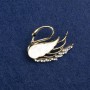 Sale! Swan Brooch Gold-tone Metal, Mother-of-Pearl and Rhinestones 35x28mm +