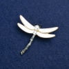 Sale! Dragonfly Brooch Gold-tone Metal, Mother-of-Pearl, Crystals and Beads 42x45mm +