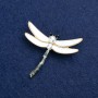 Sale! Dragonfly Brooch Gold-tone Metal, Mother-of-Pearl, Crystals and Beads 42x45mm +