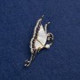 Sale! Butterfly Brooch, Golden Metal, Mother-of-Pearl and Rhinestones with Bead 51x24mm +