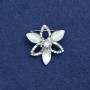 Sale! Flower Brooch, Silver-Tone Metal, Crystals and White Rhinestones 27mm +