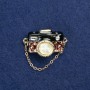 Clearance! Camera Brooch gold-tone metal, cat's eye, enamel and rhinestones 32x15mm +