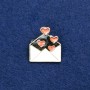 Sale! Envelope Brooch, Golden Metal and Enamel 20x24mm +