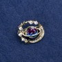 Clearance! Planet Brooch gold-tone metal, enamel and rhinestones 22x24mm +