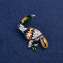 Clearance! Toucan Brooch, Rose Gold-Tone Metal, Enamel and Rhinestones 45x40mm +