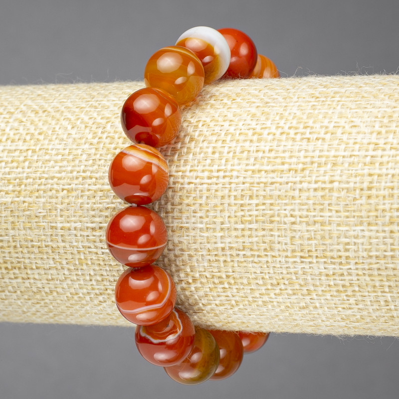 Elastic Bracelet, Carnelian, Bead 12mm+
