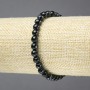 Elastic Bracelet, Natural Black Banded Agate Stone, Faceted Bead, Diameter 6mm+