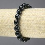 Elastic Bracelet, Natural Black Banded Agate Stone, Faceted Bead, Diameter 10mm+