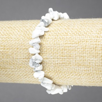 Bracelet on Elastic, Natural Stone Cacholong Chips, Diameter 6-8mm+