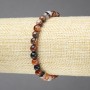 Bracelet on Elastic, Natural Stone Eye Agate Brown, Smooth Bead, Diameter 6mm+
