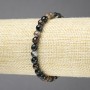 Bracelet on Elastic, Natural Stone Eye Agate Brown, Faceted Bead, Diameter 6mm+
