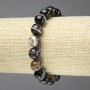 Bracelet on Elastic, Natural Stone Eye Agate, Dark Brown, Smooth Bead, Diameter 10mm+