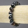 Bracelet on Elastic, Natural Stone Eye Agate, Dark Brown, Smooth Bead, Diameter 12mm+