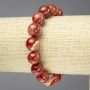Bracelet on Elastic, Natural Eye Agate, Orange, Smooth Bead, Diameter 12mm+