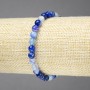 Elastic Bracelet, Natural Blue Banded Agate Stone, Faceted Bead, Diameter 6mm+