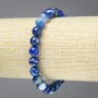 Elastic Bracelet, Natural Blue Banded Agate Stone, Smooth Bead, Diameter 8mm+