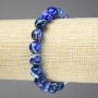 Elastic Bracelet, Natural Blue Banded Agate Stone, Smooth Bead, Diameter 10mm+