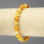 Elastic Bracelet, Natural Orange Banded Agate Stone, Smooth Bead, Diameter 8mm+