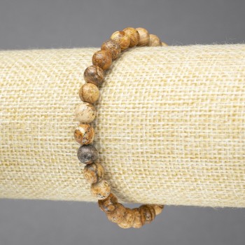Elastic Bracelet, Natural Landscape Jasper Stone, Smooth Bead, Diameter 6mm+