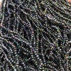 Czech Crystal Beads on fishing line, black with petrol coating, faceted rondelle, diameter 3x2.5mm +/-, length 36cm +