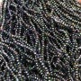 Czech Crystal Beads on fishing line, black with petrol coating, faceted rondelle, diameter 3x2.5mm +/-, length 36cm +