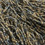 Czech Crystal Beads on Fishing Line Assorted Clear Grey + Gold Sprayed Coating Faceted Rondelle, Diameter 3x2.5mm +/-, Length 36cm