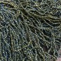 Czech Crystal Beads on Fishing Line, Grey-Green Coating with Petrol Sheen, Faceted Rondelle, Diameter 3x2.5mm +/-, Length 36cm+
