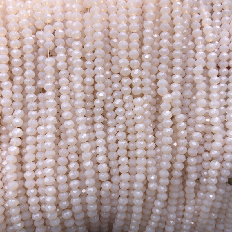 Czech Crystal Beads on fishing line, peach matte, faceted rondelle, diameter 3x2.5mm +/-, length 36-38cm +