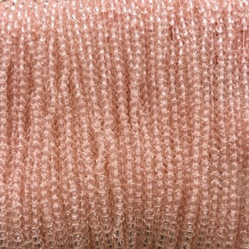 Czech Crystal Beads on Thread, Pale Pink Transparent Faceted Rondelle, Diameter 3x2.5mm +/-, Length 36cm+