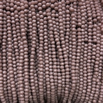 Czech Crystal Beads on Thread, Mauve Matte Faceted Rondelle, Diameter 3x2.5mm +/-, Length 36-38cm+